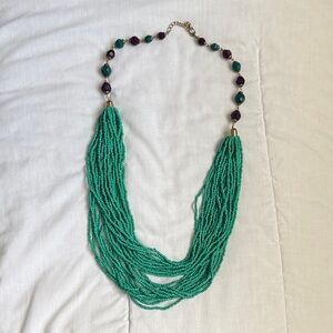 Elegant Green and Purple Beaded Necklace